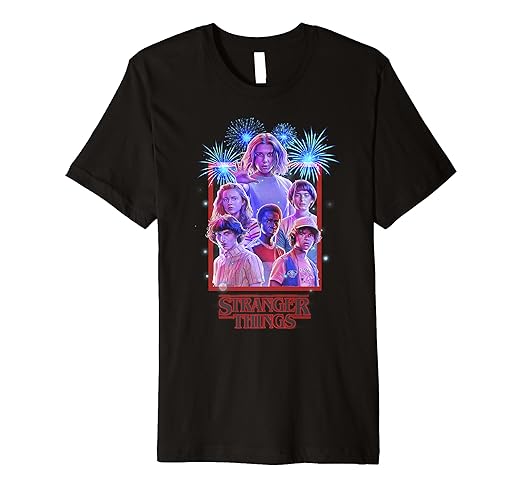 T Shirt Stranger Things Hellfire Club Amazon.com: Netflix Stranger Things Group Shot Fireworks Poster Premium